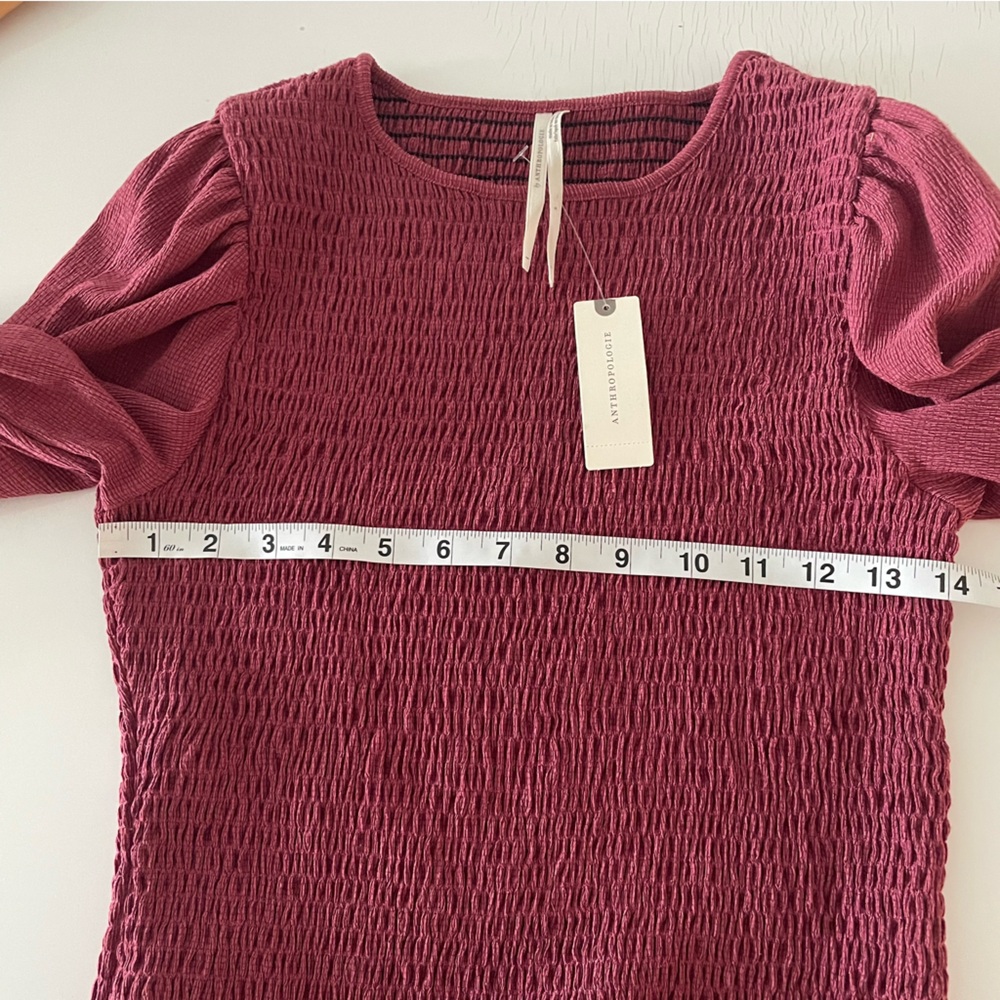 Anthropologie Smocked Puff-Sleeved Top size S - Picture 14 of 14
